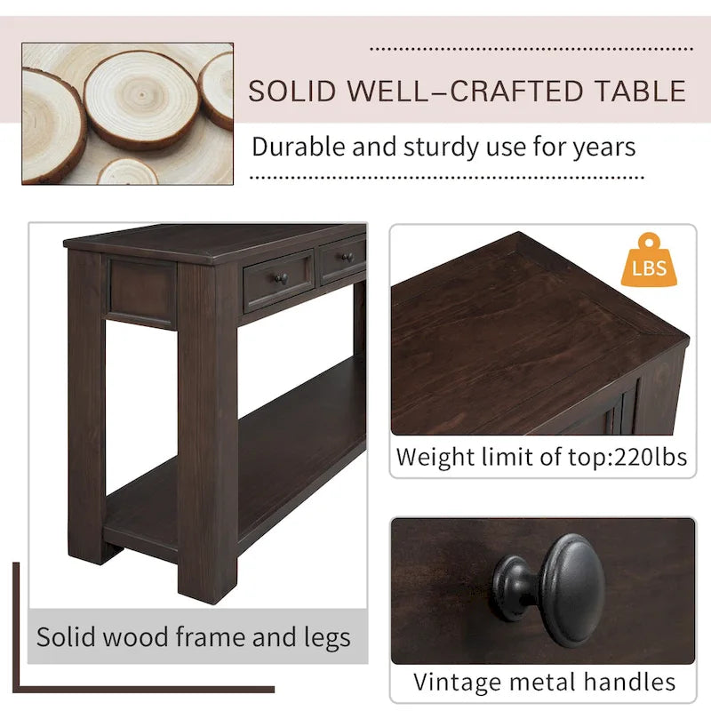 Sofa Table with Storage Drawers