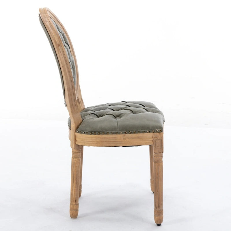 Mid-century Modern Dining Chairs Set of 4, PU Leather High-end Tufted Dining Room Chair with Nailhead Trim Solid Wood Legs