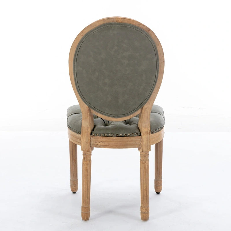 Mid-century Modern Dining Chairs Set of 4, PU Leather High-end Tufted Dining Room Chair with Nailhead Trim Solid Wood Legs