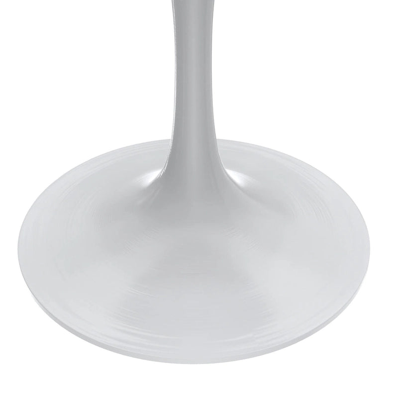 Round Dining Table with White Resin Top and White Steel Base