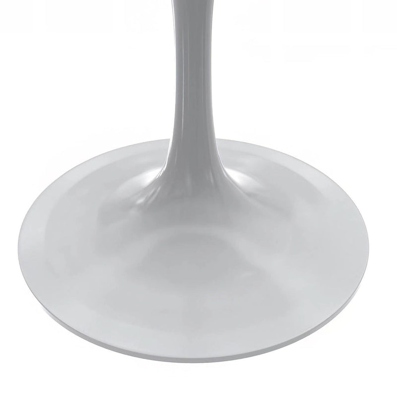 Round Dining Table with White Resin Top and White Steel Base