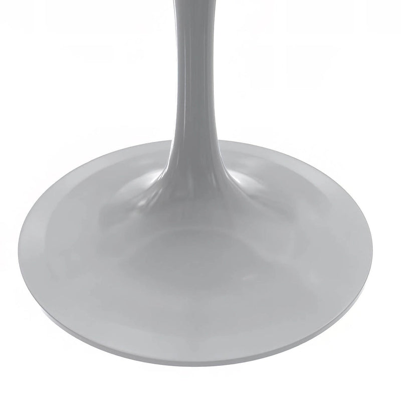 Round Dining Table with White Resin Top and White Steel Base
