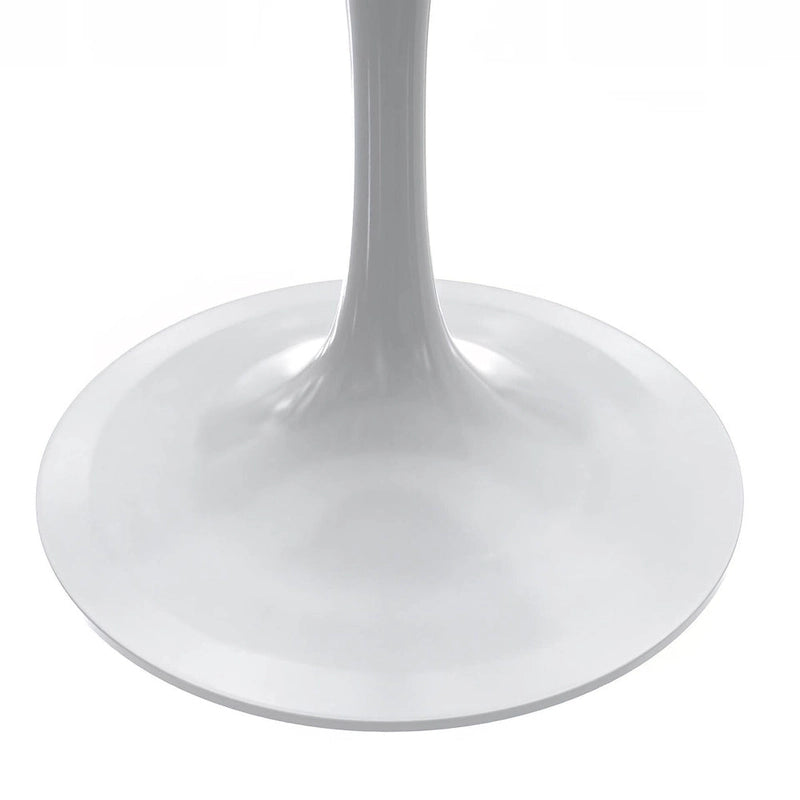 Round Dining Table with White Resin Top and White Steel Base