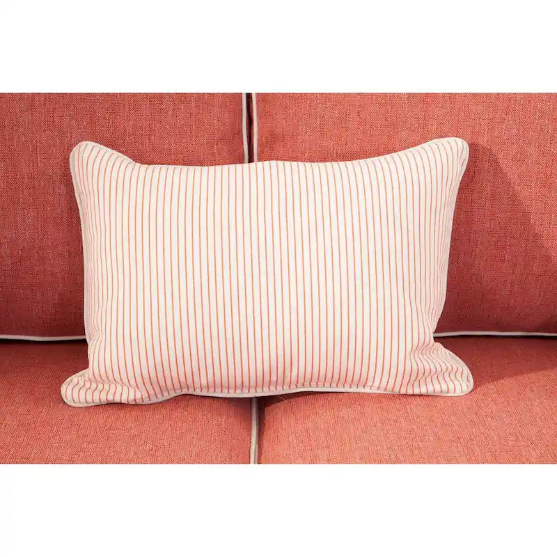 Coral and Ivory Coastal Style Sofa