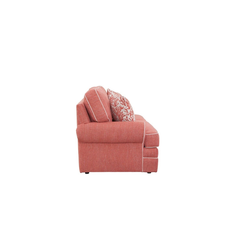 Coral and Ivory Coastal Style Sofa