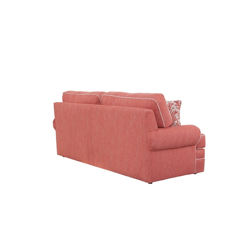 Coral and Ivory Coastal Style Sofa