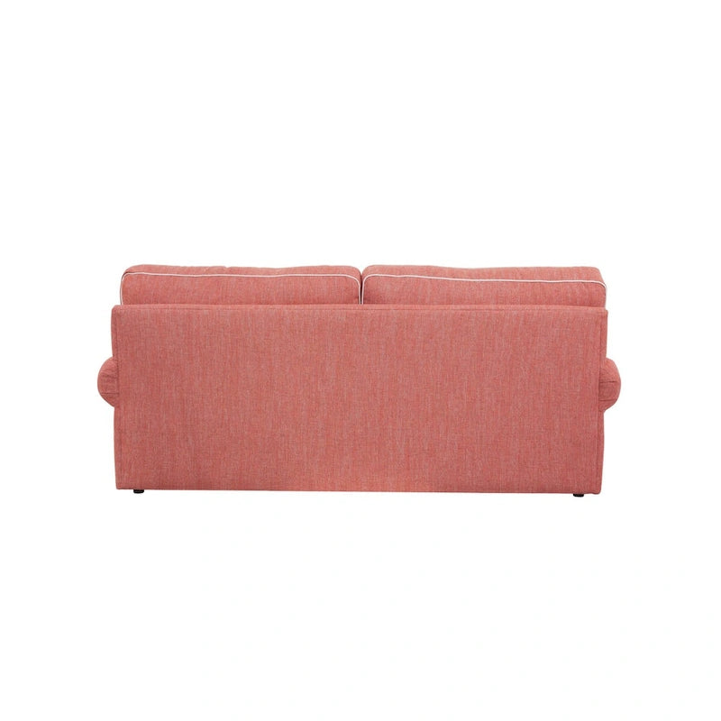 Coral and Ivory Coastal Style Sofa