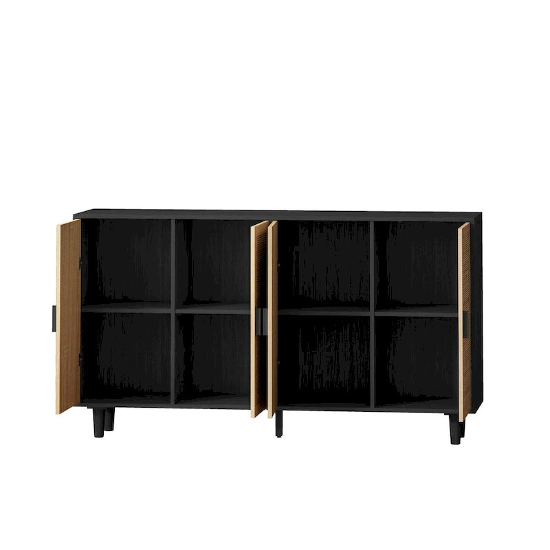 Functional 4 Door Rattan Decorative Storage Cabinet