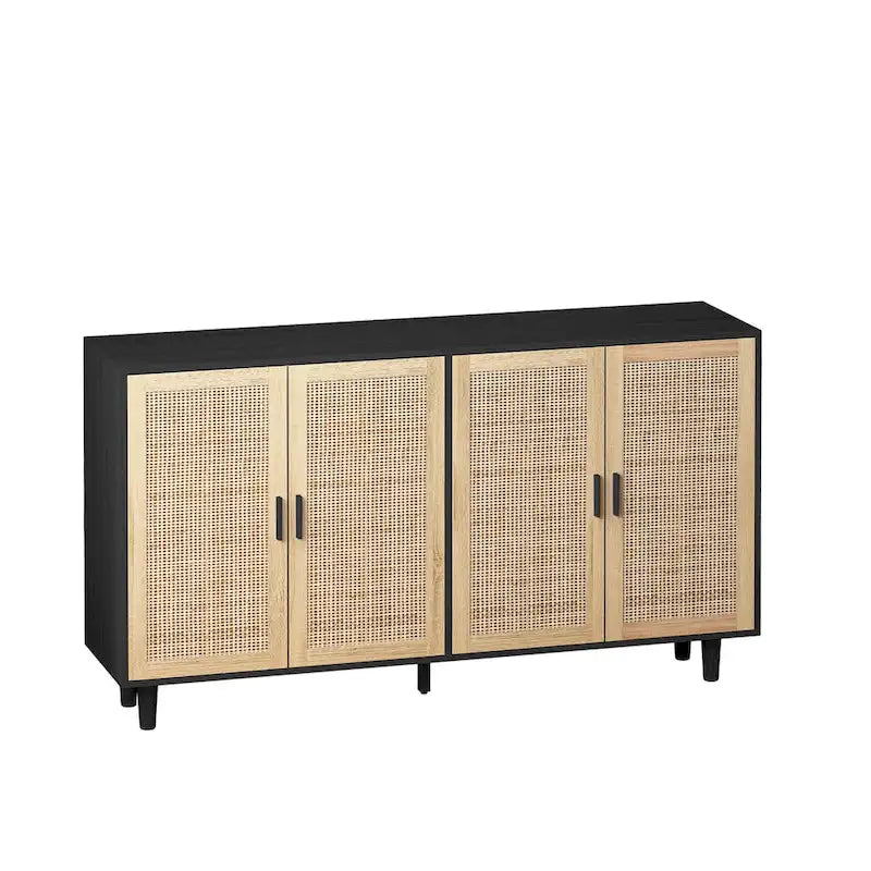 Functional 4 Door Rattan Decorative Storage Cabinet