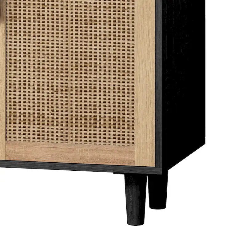 Functional 4 Door Rattan Decorative Storage Cabinet
