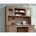 Bureau avec rangement supérieur, portes en verre trempé et étagère réglable